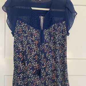 Floral Navy Blue Women's Top